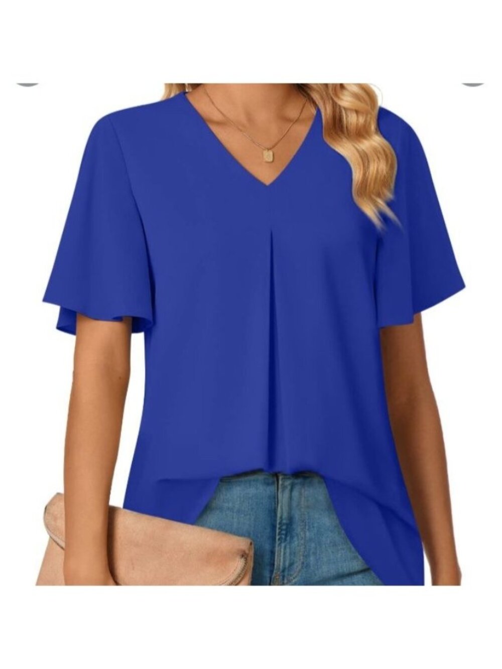 Anyally Dressy Blouse Shirt XL Royal Blue New Work Office